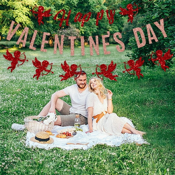 Up to 60% off Gifts onlyliua Valentine's Day Theme Happy Valentine's Day Flag Cupids Flag Dating Decoration Banner Confession Scene Decoration Valentine's Day Party Decoration Flag