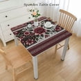 thumbnail image 2 of nygtbtfer Tablecloth Fabric Table Cover Spillproof for Home Dining Room Winter Holiday Party(Burgundy, Rectangle, 2 of 7