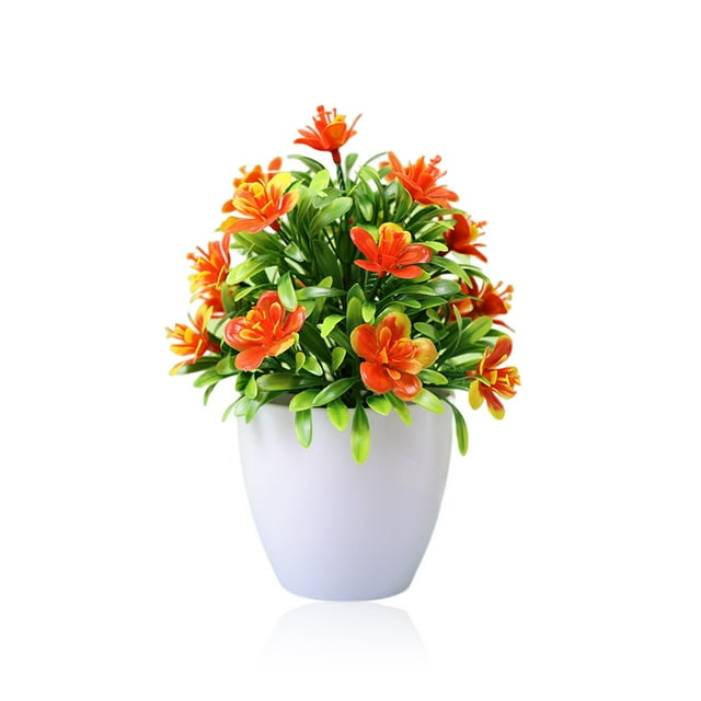 Plantas artificiales Toystoory flores Bonsai maceta falsa plástico Rojo naranja