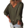 thumbnail image 2 of Women Christmas Printed Tunic Tops V Neck Shirts Blouse Plus Size Button T-shirt Tee High Quality, 2 of 3