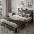 thumbnail image 3 of Queen Size Bed Frame with Built-in Charging Station and Upholstered Headboard, 3 of 12