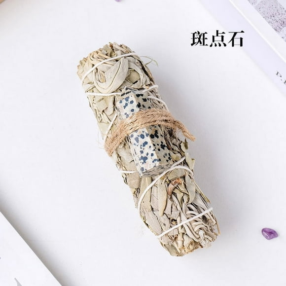 Zhuge 1 piece natural California white rat tail grass black spot single pointed energy stone hexagonal prism aromatherapy wand cedar wand set aromatherapy ornament decoration