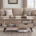thumbnail image 5 of Costway Coffee Table with Storage, Rustic Rectangle Center Table with Drawer & Open Shelves Natural, 5 of 10