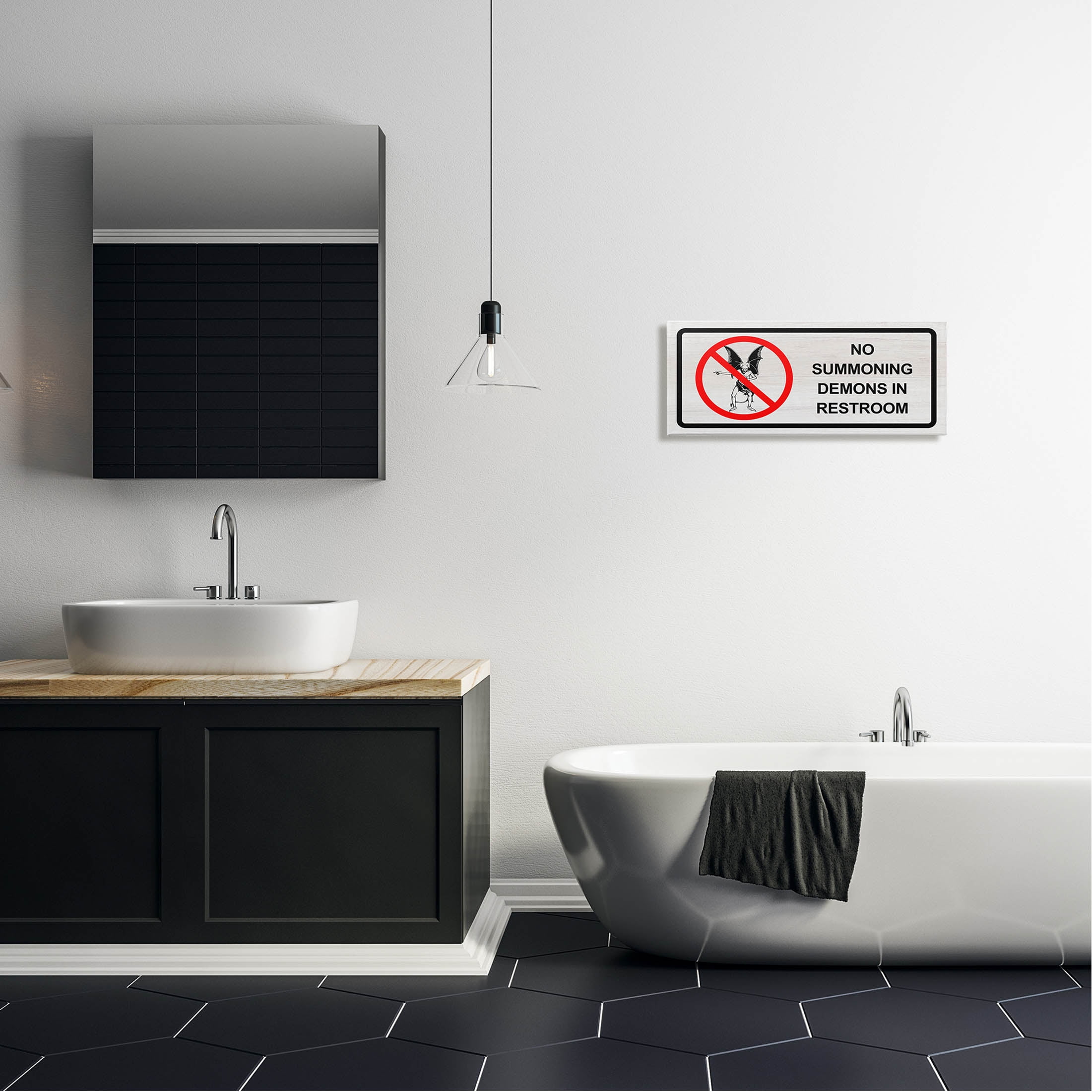 Stupell Industries Demons In Restroom Humor Graphic Art Gallery Wrapped Canvas Print Wall Art, Design by Lil' Rue