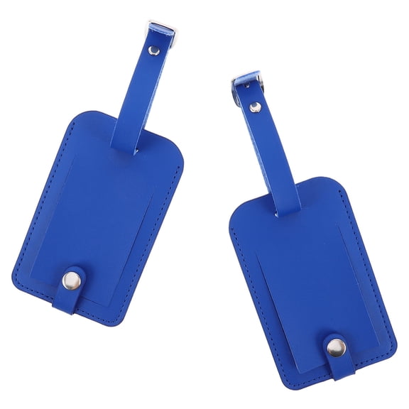 OFFIGAM 2Pcs Blue PU Travel Baggage Tags with Privacy Cover Durable Luggage Labels for Suitcase Identification