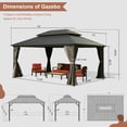 thumbnail image 2 of 12x14 ft Hardtop Gazebo Canopy Metal with Galvanized Steel Double Roof,Curtain & Netting for Patio Deck Backyard, Gray, 2 of 8