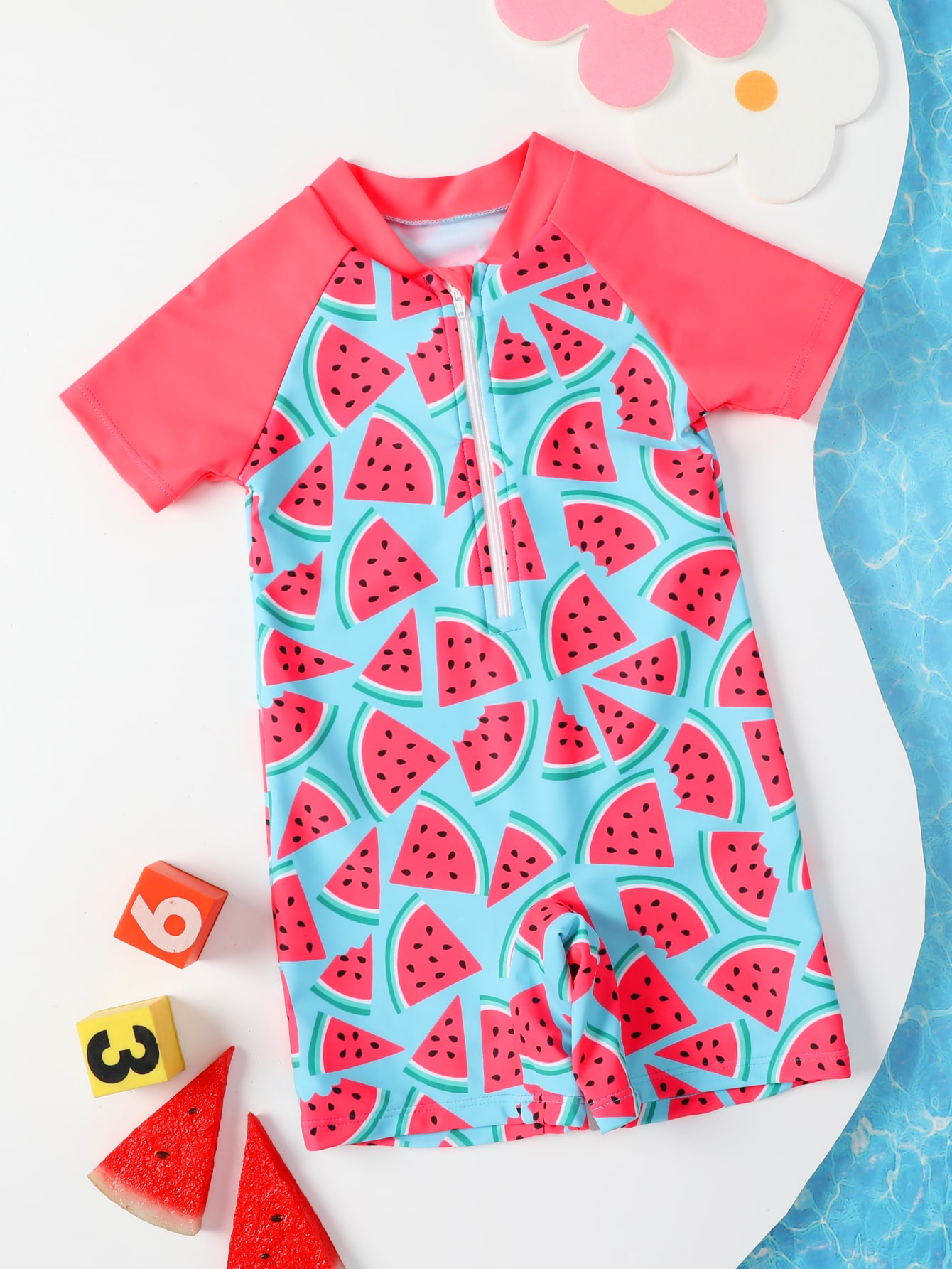 Multicolor Toddler Girls Watermelon Print Zip Front One Piece Swimsuit Ld 110 4 5y Walmart Com