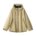 thumbnail image 4 of Hooded Rain Jacket Women, Lightweight Hiking Shell, Windproof Mountain Coat Yellow 3Xl , Jacket, 4 of 5