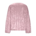 thumbnail image 5 of Laqbezok Dazzling Sequin V Neck Balloon Sleeve Top, Women's Shimmering Evening Party Blouse, Glamorous Sparkly Holiday Outfit, 5 of 8
