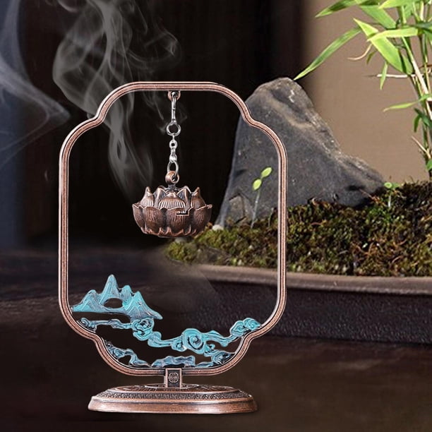 Quemador de incienso colgante de loto chino, soporte de incienso, adorno de mesa decorativo, Metal de aleación para decoración del hogar y la Oficina, Estilo B BLESIY Quemador de incienso
