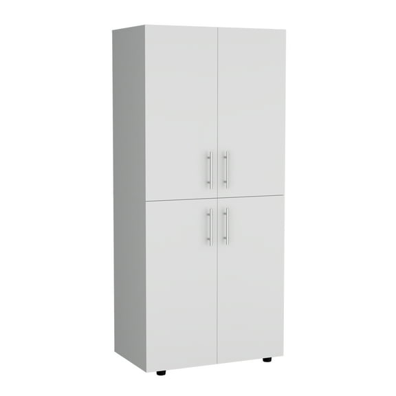 Miekor Furniture Armoire Wardrove 70" H, Double Doors, 6 Shelves, 2 Hanging Rods, White 00123