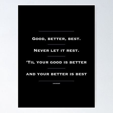 Motivational Inspirational Wall Art Home Decor Office Decor. Entrepreneur Gift. Good Better Best. Success Quotes. UNFRAMED Poster 24x36