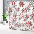 thumbnail image 2 of Winter Christmas Shower Curtain for Bathroom Red and Grey Snowflake on White Bathroom Shower Curtains with Hooks, Spring Holiday Bathroom Curtains Shower Set 72x72 inch, 2 of 6