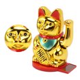 thumbnail image 3 of 4 Inch Arm Waving Fortune Cat, Solar Powered Lovely Chinese Cat with Rotating Base, Plastic Lucky Cat Statue Decoration for Decorating Front Desk Car Business Openings, 3 of 8