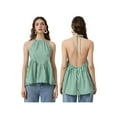 thumbnail image 2 of Yunliwuli Women's Summer Fashion Tank Tops Sleeveless Open Back Halter Neck Striped Peplum Tops, 2 of 9