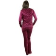 thumbnail image 3 of ToBeInStyle Women's Velour Tracksuit Zip-Up Hooded Jacket and Matching Pants, 3 of 8