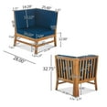 thumbnail image 6 of Danielle Outdoor 10 Piece Acacia Wood Sectional Sofa Set with Cushions, Teak, Blue, 6 of 10