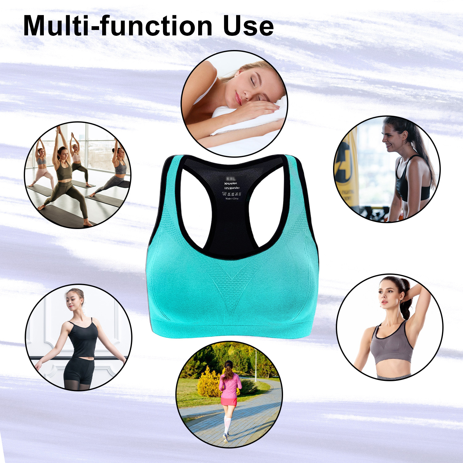 Rirool Women's Racerback Sports Bra, 3-Pack, High Impact photo 7