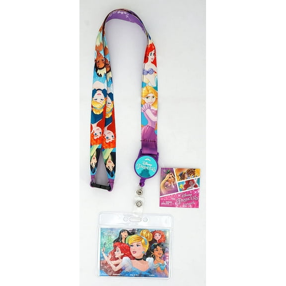 Disney Princess Lanyard with Zip Lock Card Holder, Multicolor, 3"