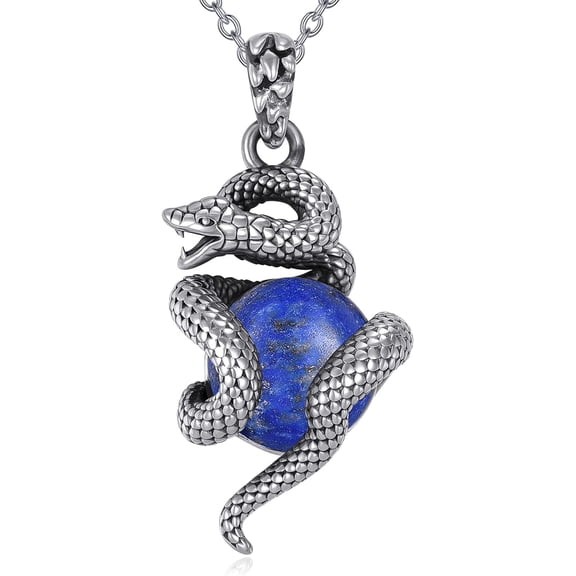 YAFEINI Snake Necklace for Women Sterling Silver Lapis Lazuli Gothic Pendant Snake Jewelry Gifts for Women Men