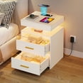 thumbnail image 3 of Dextrus White LED Nightstand Nightstand 2 Drawers Bedside End Table with Wireless Charging Station for Bedroom, Set of 2, 3 of 8