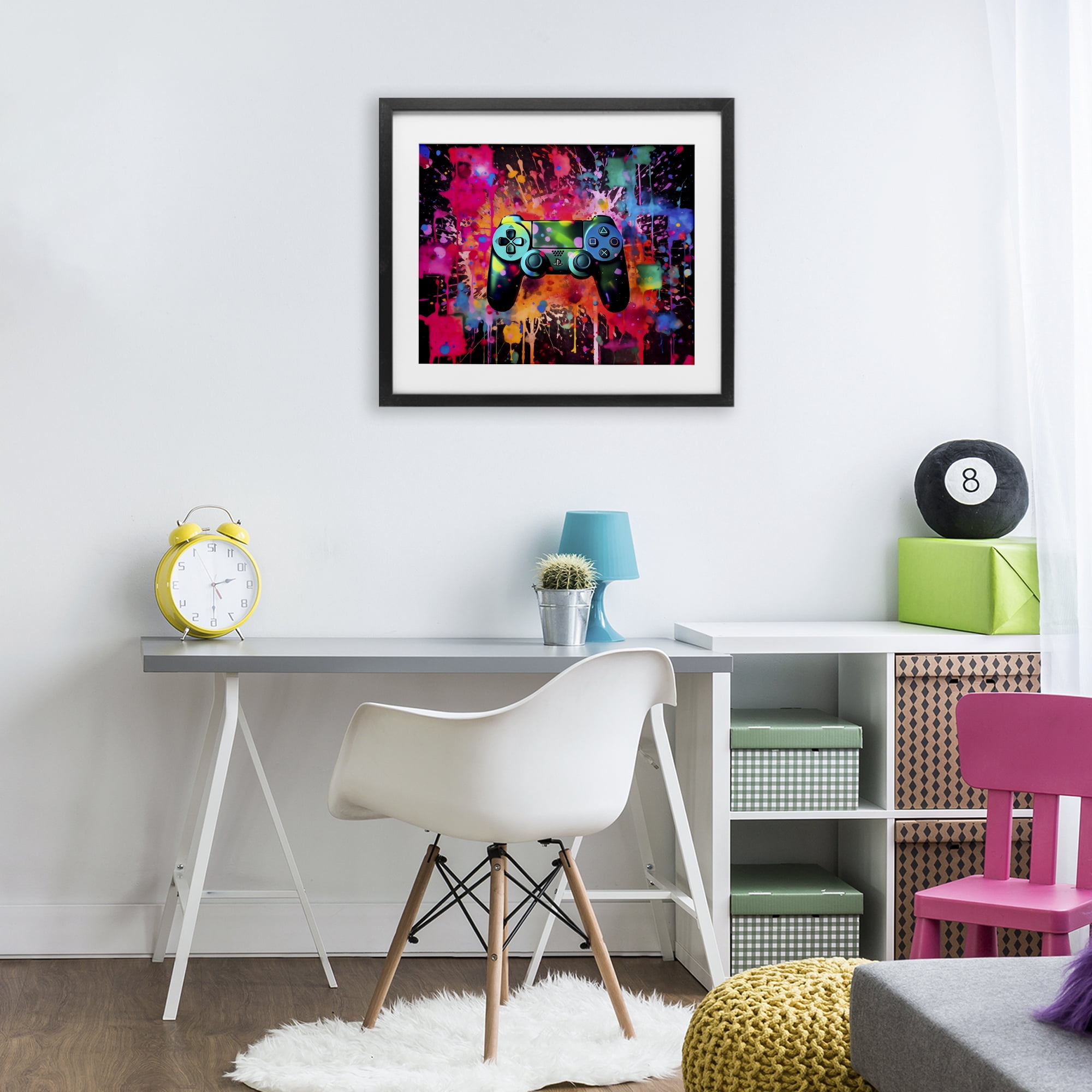 Stupell Industries Vibrant Gamepad Burst Black Framed Print Under Glass, design by Creative Studio