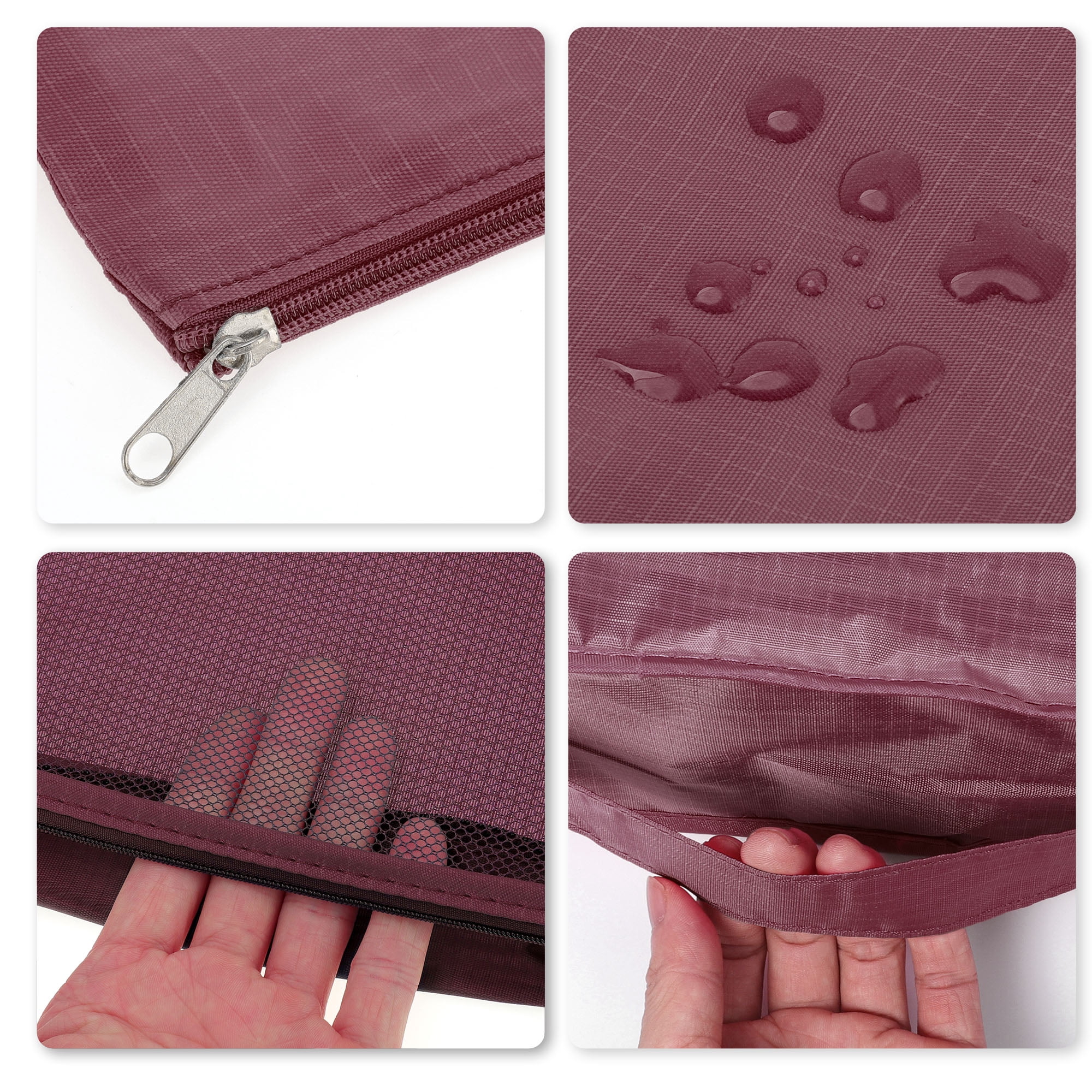 Unique Bargains 7Pcs Zipper Design Packing Cube Set For Luggage Wine Red