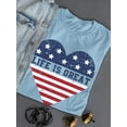 thumbnail image 3 of Life Is Great American Heart T-Shirt Women -Smartprints Designs, Female Large, 3 of 4