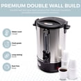 thumbnail image 3 of Alpha Living 100 Cups Electric Coffee Urn – Stainless Steel Large Capacity Electric Kettle Percolator Coffee Pot – Ideal Hot Beverage Dispenser for Catering, Hotels, Restaurants –Leak-Proof Tap, 3 of 8