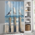 thumbnail image 3 of Seagull Ocean Beach Fabric Shower Curtain Oil Painting Washable Shower Curtains for Bathroom, Waterproof Bath Curtain with Hooks Home Decor 36x72in, 3 of 8