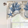 thumbnail image 5 of Tie Up Valances for Windows, Blue Coastal Adjustable Valance Curtains Window Treatment for Living Room/Bedroom, Nautical Summer Beach Starfish Shell Rod Pocket Kitchen Curtains & Drapes 42x18 Inch, 5 of 9