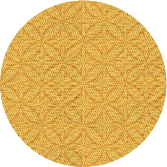 Ahgly Company Indoor Round Patterned Deep Yellow Area Rugs, 6' Round