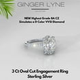 thumbnail image 5 of Solitaire 3 Ct Oval Engagement Ring for Women Sterling Silver CZ Ginger Lyne Collection, 5 of 6