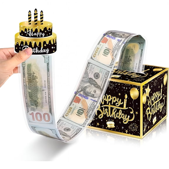 CCOCC Birthday Money Box for Cash Gift Pull,Surprise Money Roll Gift Box with Pull Out Card And 30 Clear Bags Diy Set,Funny Ways to Give Money As Gift for Parents,Lovers,Friends