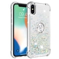 thumbnail image 2 of Funda para iPhone X/iPhone XS con Brillo Líquido Flotante, Purpurina, Parachoques y Anillo Giratorio Soporte, 2 of 5