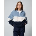 thumbnail image 3 of Sherpa Oversized High Neck Zipper Detail Slogan Embroidered Sweatshirt, 3 of 6
