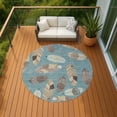 thumbnail image 6 of Addison Rugs Chantille Indoor/Outdoor Transitional Botanical Teal Machine Washable Round Rug, 8' x 8', 6 of 7