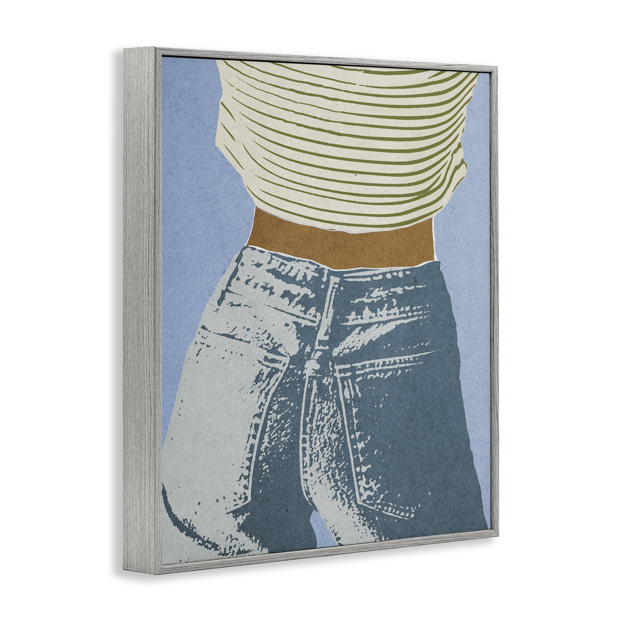 Stupell Industries Vintage Jeans & Tee Gray Framed Giclee Art, design by Victoria Barnes