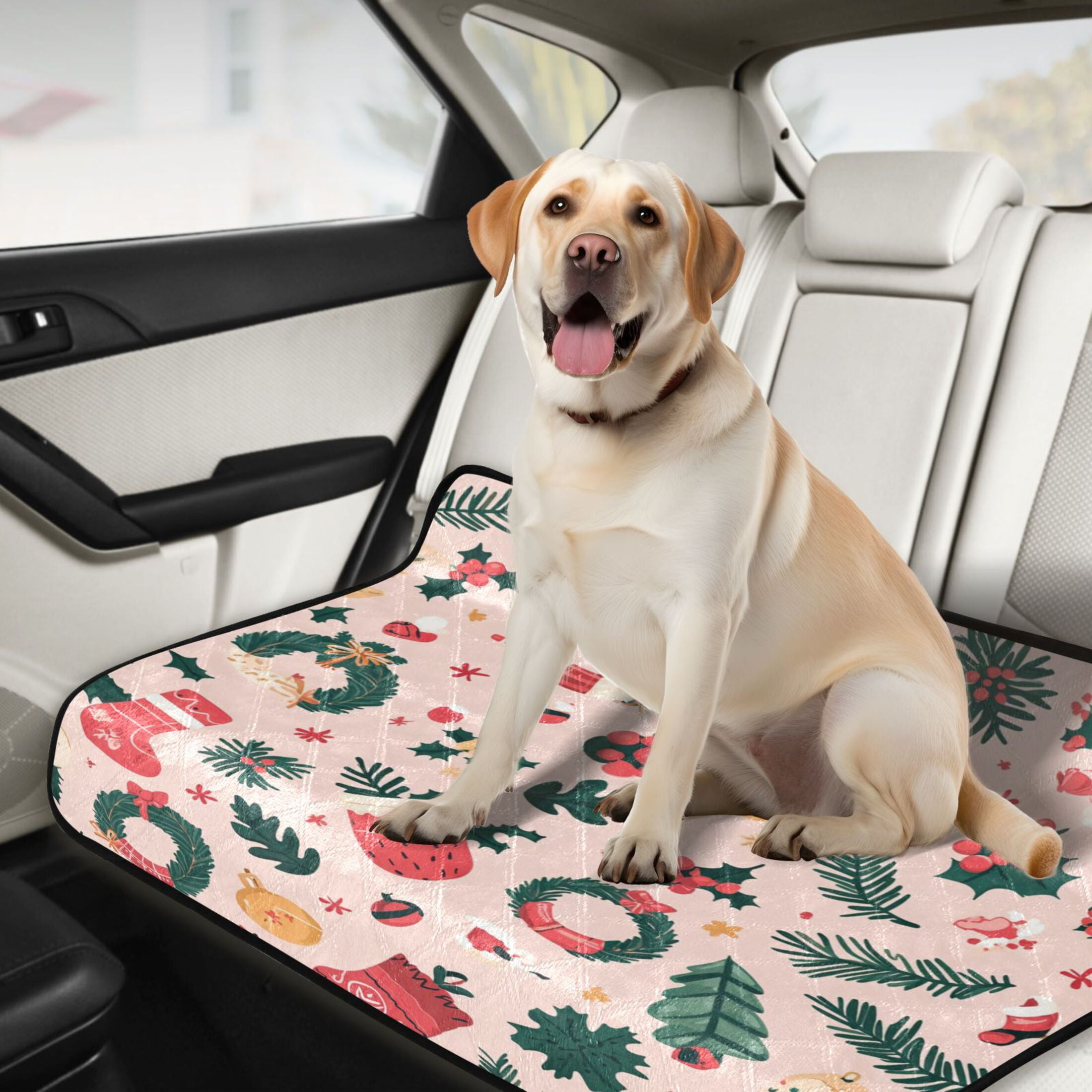 Qxltty A Pattern with Christmas Stockings and Green Leaves Cat litter Pads Pet Set of 3 Diaper Mats Center Anti-leakage Layer Absorbent Soft and Comfortable