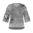 thumbnail image 4 of Bzhegqhd Women's Long Sleeve Summer V Neck Sexy Casual Regular Printed Blouse, 4 of 5