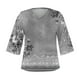 thumbnail image 5 of Blusa de Manga Corta Mujeres Cuello en V de Verano Impreso, Top Regular Casual Sexy para el Hogar Y el Uso Diario, 5 of 5