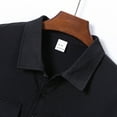 thumbnail image 3 of Mens Shirts Polo Shirts Sim Ple Button Lapel Double Pocket Solid Color Short Sleeve Tops Summer Clothing,Black,L, 3 of 3