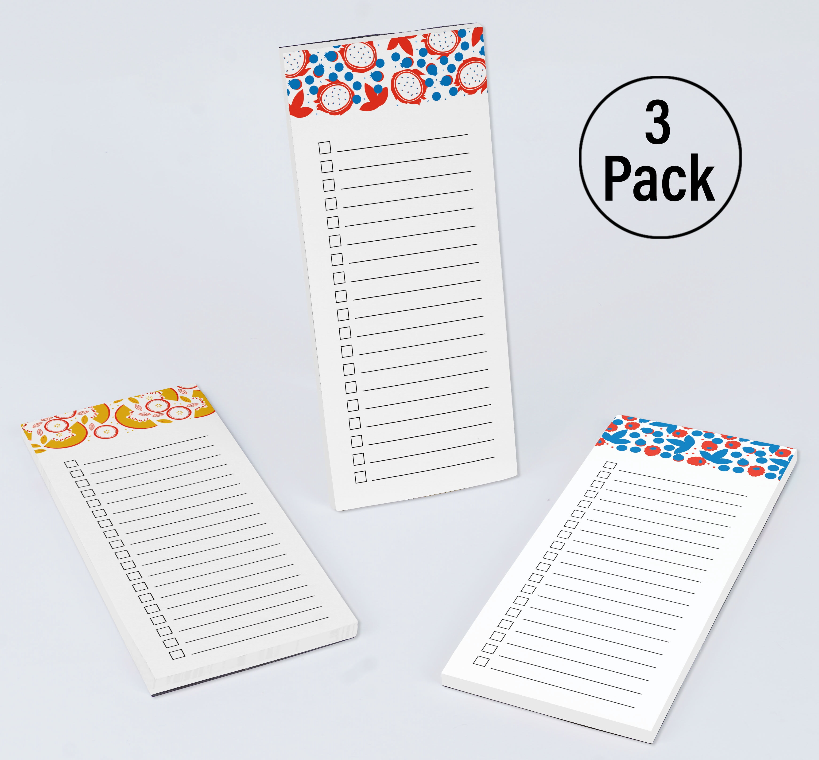 Inkdotpot Pack of 3 Magnetic Fridge To-Do List Notepads- Magnetic Memo Pads For Refrigerator-(50 Sheets Each)-GS