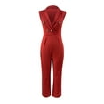 thumbnail image 4 of Honeeladyy Sales Suspender Jumpsuit Women Houndstooth Printed Buttons Casual Sleeveless Long Pants Jumpsuit V Neck Slim Trendy Rompers, 4 of 5