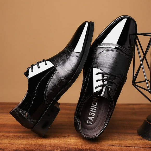 DPTALR Men's Modern Classic Lace Up Leather Lined Perforated Oxfords Shoes