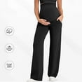 thumbnail image 5 of purcolt Women's Maternity Pants High Waist Straight Wide Leg Over The Belly Yoga Pants Stretchy Soft Pregnancy Pants Lounge Trousers with Pockets, 5 of 8