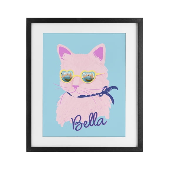 Stupell Industries Cool Cat Bella Black Framed Print Under Glass, design by Steffanie Pisula