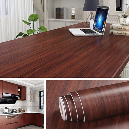 Livelynine 200" x 36" Wide Width Dark Wood Contact Paper for Countertops Desk Kitchen Cabinet Adhesive Paper for Furniture Peel and Stick Wallpaper for Kitchen Black Wood Removable Waterproof Wide