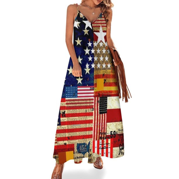 Vestido sin mangas con bandera americana vestidos de verano para mujer Vestido mujer vestidos de fiesta para mujer Ropa femenina