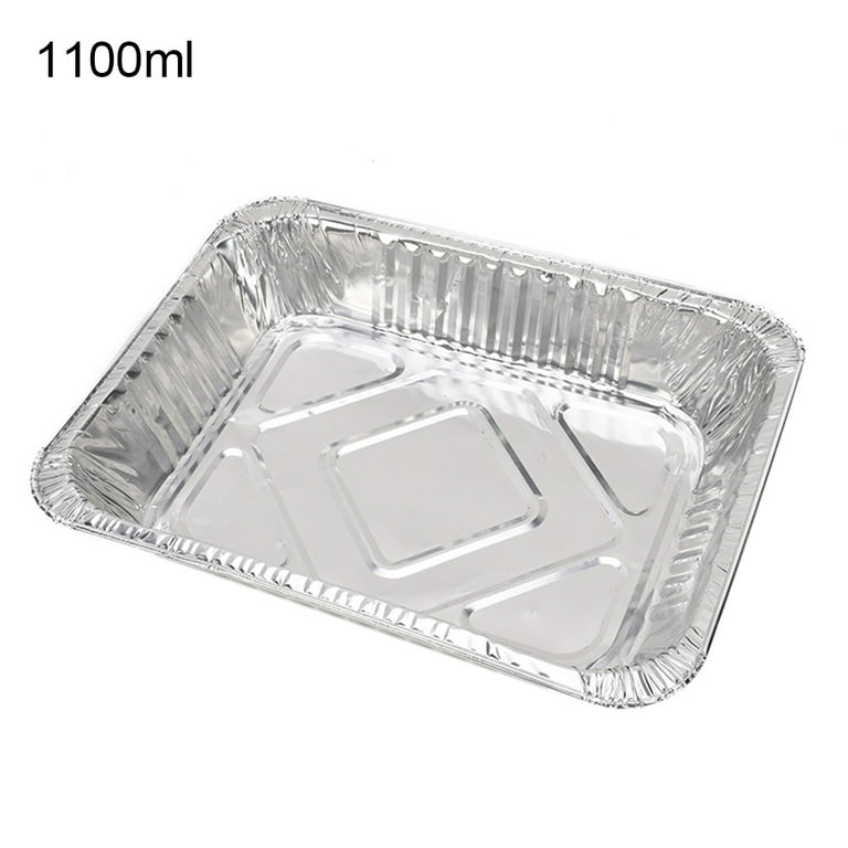 50Pcs Disposable Rectangle Aluminum Foil Food Tray Baking Pan Container BBQ  Accessories with Lid dessert